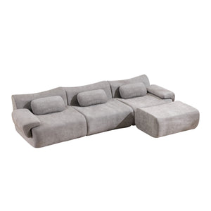 English Elm Modular Chenille Deep Seat Sectional Sofa with Bamboo Frame for Living Room Lounge Grey W1829S00072