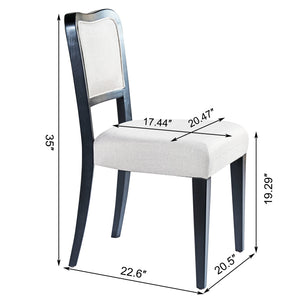 English Elm Black Walnut Finish Upholstered Dining Chairs Set of 2 — Beige Fabric, Thick Padded Seats, Ergonomic Curved Backrest, 250 lb Capacity N842P319127B