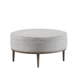 Madison Park Harriet Transitional Upholstered Round Cocktail Ottoman with Metal Base 34" Dia MP101-1214 Grey