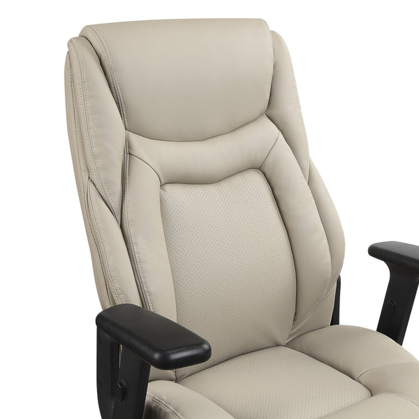 OSP Home Furnishings Exec High Back Bonded Leather Office Chair with Lumbar Support and Pneumatic Lift Taupe EC93580-EC21