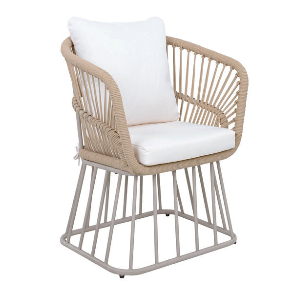 English Elm Outdoor Teak and Wicker Seven Piece Patio Dining Set with Cushioned Armchairs N770PS726B27B