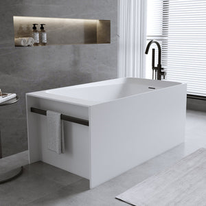 English Elm 51'' Resin Stone Freestanding Soaking Tub Matte White Spa Bath with Overflow Drain W2753P294506