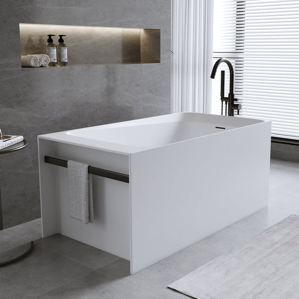 English Elm 51'' Resin Stone Freestanding Soaking Tub Matte White Spa Bath with Overflow Drain W2753P294506