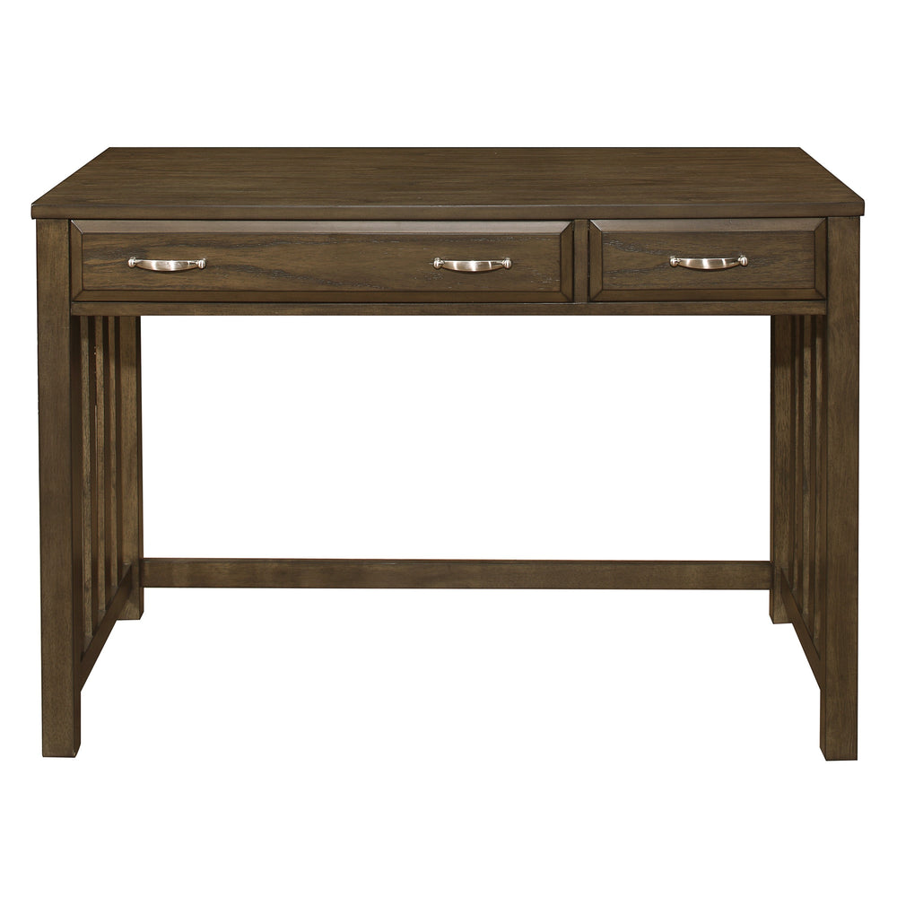 English Elm Modern Traditional Blanche Desk with Keyboard Drawer, Brown-Gray Mindy Veneer, Satin Nickel Pulls B011P297417