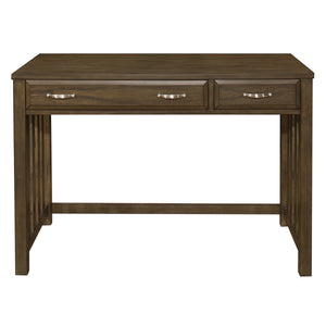 English Elm Modern Traditional Blanche Desk with Keyboard Drawer, Brown-Gray Mindy Veneer, Satin Nickel Pulls B011P297417