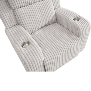 English Elm Recliner Chair Corduroy Upholstered with Bluetooth Speaker and Usb Charging for Living Room Grey W3900P386027
