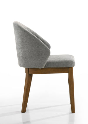 English Elm Andreo Barrel Back Upholstered Dining Chairs Set of 2 Gray Fabric Walnut Legs B2749P474510
