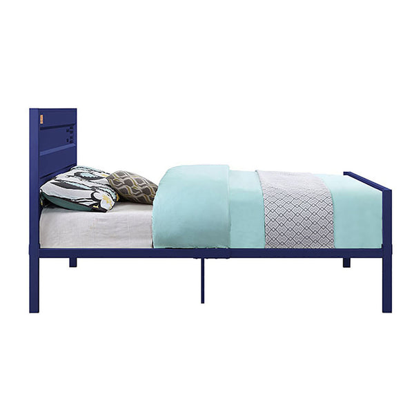 English Elm Blue Cargo Container Metal Platform Bed with Industrial Rectangular Headboard, Box-Spring Free Convenience B062P189169