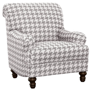 English Elm Danforth Overscaled Houndstooth Upholstered High Back Accent Chair with Pleated Arms & Turned Legs Grey B062P340748
