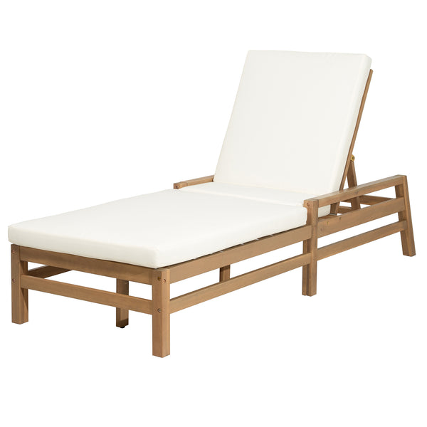 English Elm Trexm Solid Acacia Wood Outdoor Reclining Lounge Chair Set of 2 with Cushions Light Teak TM000033AAD