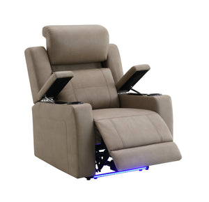 English Elm Lugo Camel Leather Power Recliner with Dual Motors and Built in Cup Holders B2726P469550