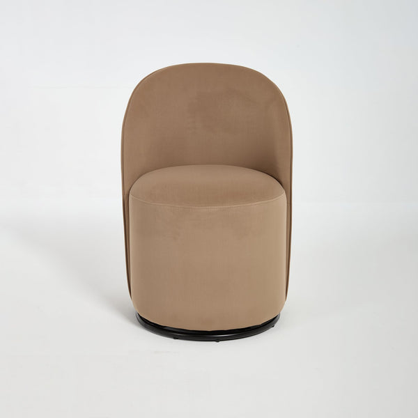 English Elm Set Velvet Swivel Barrel Accent Chair Mid Century Ergonomic Seat for Dining Vanity Brown W3244P308283