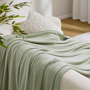 JLA Home Madison Park - Rayon Diamond Jacquard Bamboo Cotton Blanket — Silky Breathable Weave, Durable Pilling-Resistant Giftable Sage Green AM51-0526