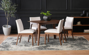 English Elm 5-piece Mid-century Rubberwood Dining Set with Upholstered Chairs for Small Spaces N759S004001K