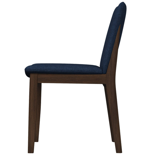 English Elm Laura Solid Wood Linen Seat Dining Chairs Mid Century Tapered Leg Set of Two B183P231973