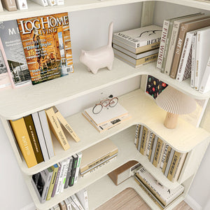English Elm 90cm L-shaped Corner Bookcase Five Tier Mdf Open Shelving for Living Room Office W2899P444151