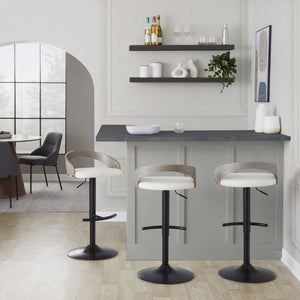 English Elm Adjustable Swivel Barstools Set of 2 Faux Leather Seat Black Metal Base Kitchen B202S01972