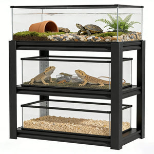 English Elm 30-40 Gallon Aquarium Steel Rack Three Tier Heavy Duty Fish Tank Stand for Home T2398P480395