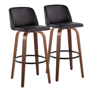 English Elm Toriano 30" Mid-Century Modern Barstool Set Of 2 With Swivel And Walnut Wood For Stylish Comfort B202S00696-GIGA