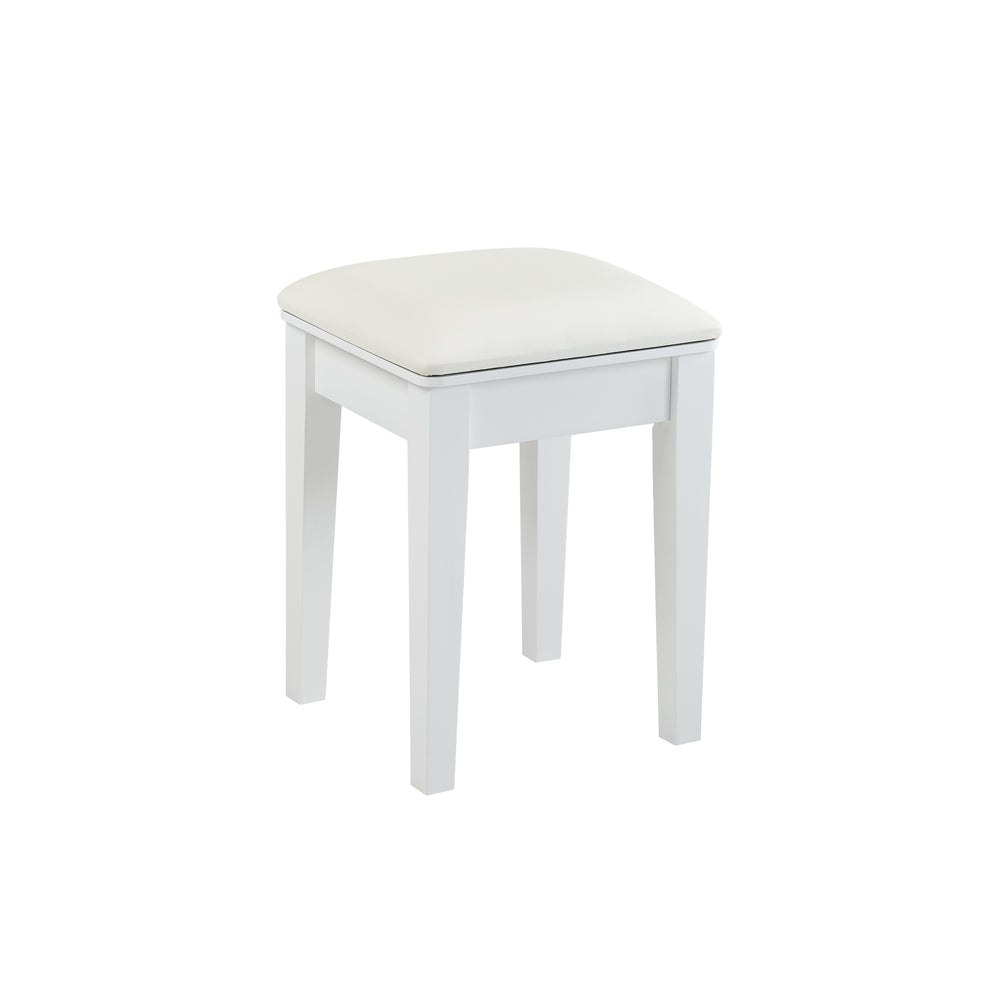 English Elm Compact Floral Makeup Vanity Table with Swivel Flower Mirror, 5 Drawers & PU Stool — Space-Saving Beauty Station N844P288535A
