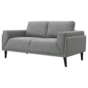 English Elm Andrena Track Arm Loveseat with Pocket Coil Support and Sleek Black Wood Legs B062P358305