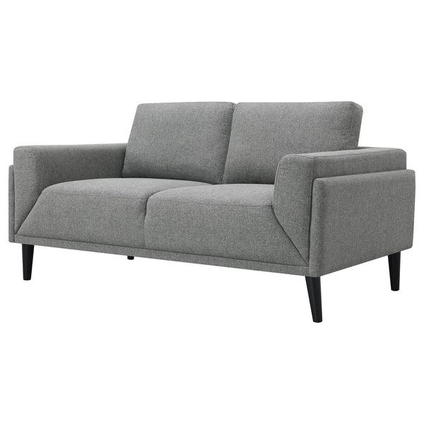 English Elm Andrena Track Arm Loveseat with Pocket Coil Support and Sleek Black Wood Legs B062P358305