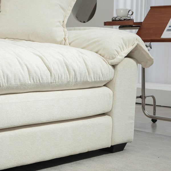 English Elm 84" Chenille Sofa Loveseat with Memory Foam & Pocket Springs, Plush Dual-Layer Comfort, Sturdy Frame Beige W676S00011
