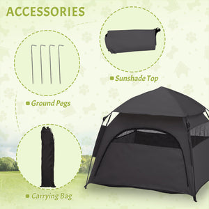 English Elm Dog Pop-up Shade Tent with Oxford Fabric Ventilation Windows and Ground Pegs Carry Bag T3971P407049