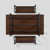 3 Piece Modern Industrial Dining Set with 2 Benches - Dark Walnut/ Black VAKD64DTDW Walker Edison