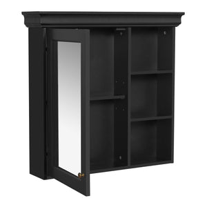 English Elm 30'' Wall-Mounted Medicine Cabinet with Mirror and Adjustable Shelves, Modern MDF Storage Organizer Black N710P209425B