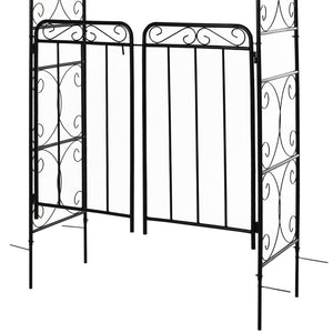 English Elm Outsunny 84" Metal Garden Arch Arbor With Gate - Elegant Trellis For Climbing Vines & Weddings W2225P174402-GIGA