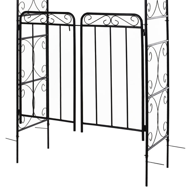 English Elm Outsunny 84" Metal Garden Arch Arbor With Gate - Elegant Trellis For Climbing Vines & Weddings W2225P174402-GIGA