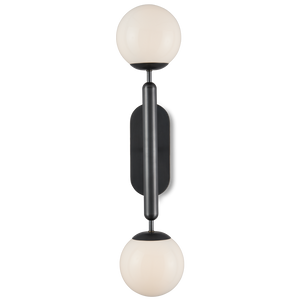 Barbican Double-Light Bronze Wall Sconce for Modern Bathrooms - Elegant Design with Glass Globes