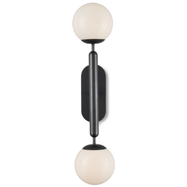 Barbican Double-Light Bronze Wall Sconce for Modern Bathrooms - Elegant Design with Glass Globes
