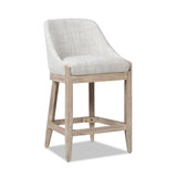 English Elm Newport 26.5" Coastal Curved Back Upholstered Counter Stool, Two-Tone Neutral Gray Polyester Wool Blend