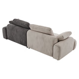 English Elm 86.6″ Large Size Two Seat Sofa,Modern Upholstered,Beige Paired With Grey Suede Fabric