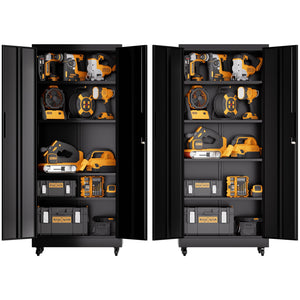 English Elm Metal Lockable Steel Cabinet Two Adjustable Shelves Garage Office Utility Storage T2398P442668