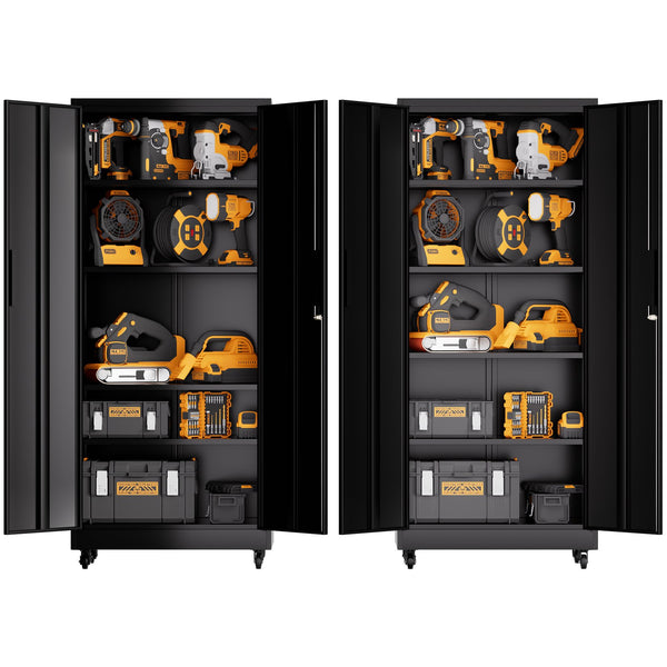 English Elm Metal Lockable Steel Cabinet Two Adjustable Shelves Garage Office Utility Storage T2398P442668