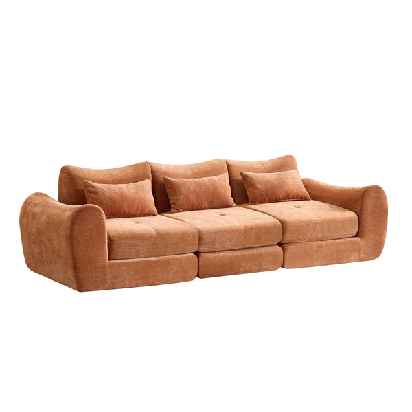 English Elm Modular Cloud Sectional Sofa Bed with Flannelette Upholstery for Flexible Living Orange W1829S00078