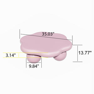 English Elm 35" Cloud Shaped Mdf Coffee Table Sculptural Round Top with Spherical Legs for Modern Living Pink W1435S00026