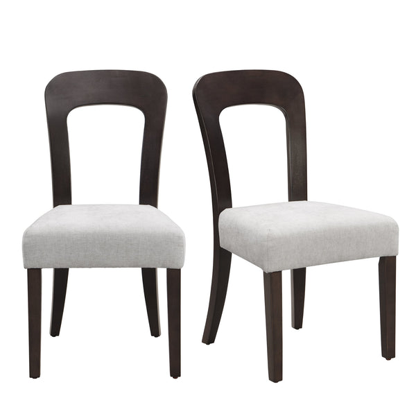 English Elm Dining Side Chairs Set of 2 Gray Chenille Upholstered with Rubberwood Legs for Kitchen N779P236958E