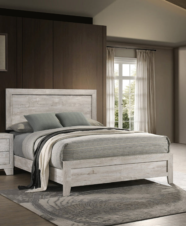 English Elm Whitewashed Twin Panel Bed Solid Wood Frame for Kids Teen or Guest Bedroom B011P444133