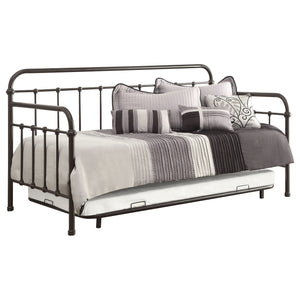 English Elm Harland Dark Bronze Daybed with Trundle, Metal Twin Frame, Vertical Slat Design, 400 lb Capacity B062P340726