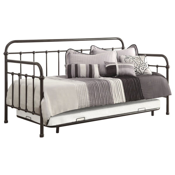 English Elm Harland Dark Bronze Daybed with Trundle, Metal Twin Frame, Vertical Slat Design, 400 lb Capacity B062P340726
