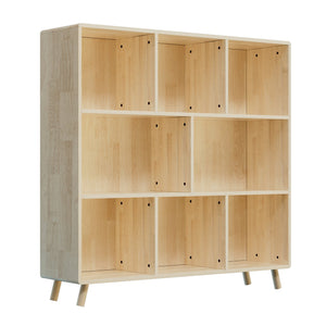 English Elm Pine Solid Wood Eight Compartment Bookcase Natural Grain Organizer for Home or Office W3166P346816