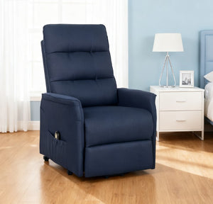 English Elm Fabric Power Lift Recliner Chair with Tufted Linen Feel Upholstery and Side Storage Pocket T3971P412397