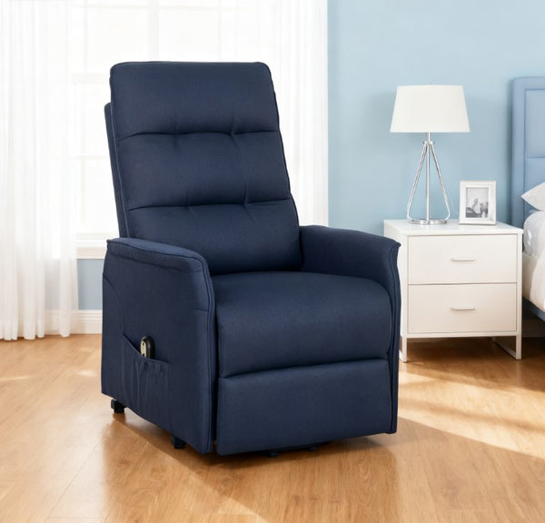 English Elm Fabric Power Lift Recliner Chair with Tufted Linen Feel Upholstery and Side Storage Pocket T3971P412397