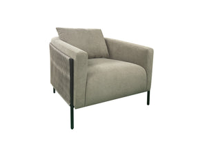 English Elm Accent Chair with Woven Rope Exterior, Plush High-Density Cushions, Dacron Wrap, Durable Frame Sand 38 L x 40 W x 31 H B2699P296297