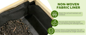 English Elm Raised Wood Planter Bed Counter Height Ergonomic Design with Drainage Tray and Tool Shelf W3166P444935