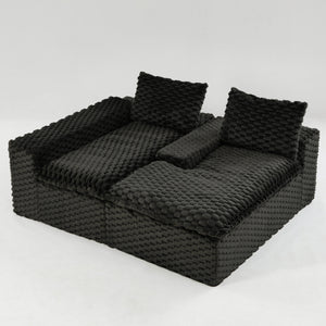 English Elm Black Turtle Velvet Convertible Sofa: Plush Reclining Lounger With Modular Design For Ultimate Comfort W3371S00033